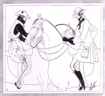 Erté’s clothes for hoseback riding Harper’s Bazar, December 1916